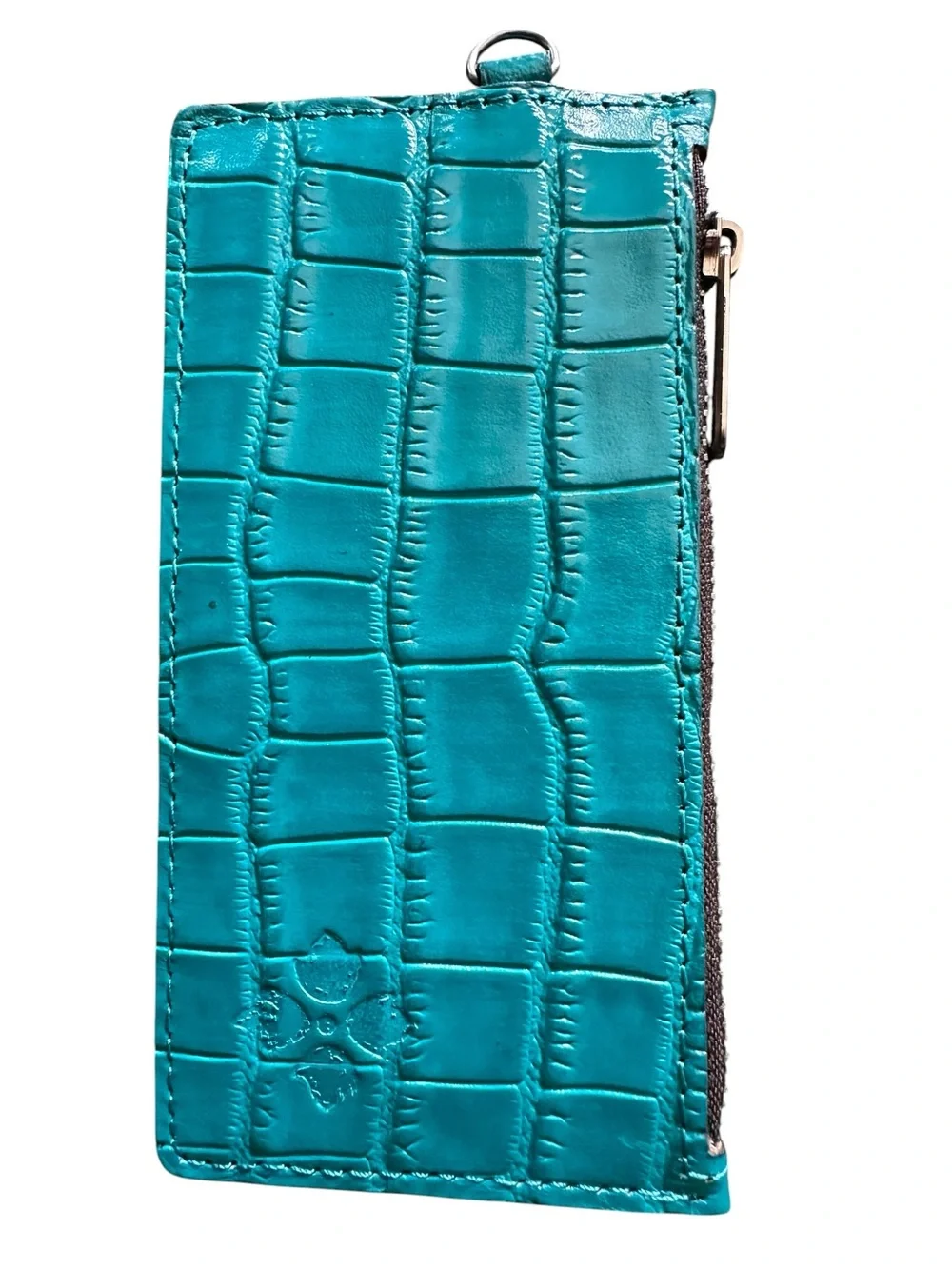 Patricia Nash Leather Croc Embossed Coin Purse Card Holder Turquoise